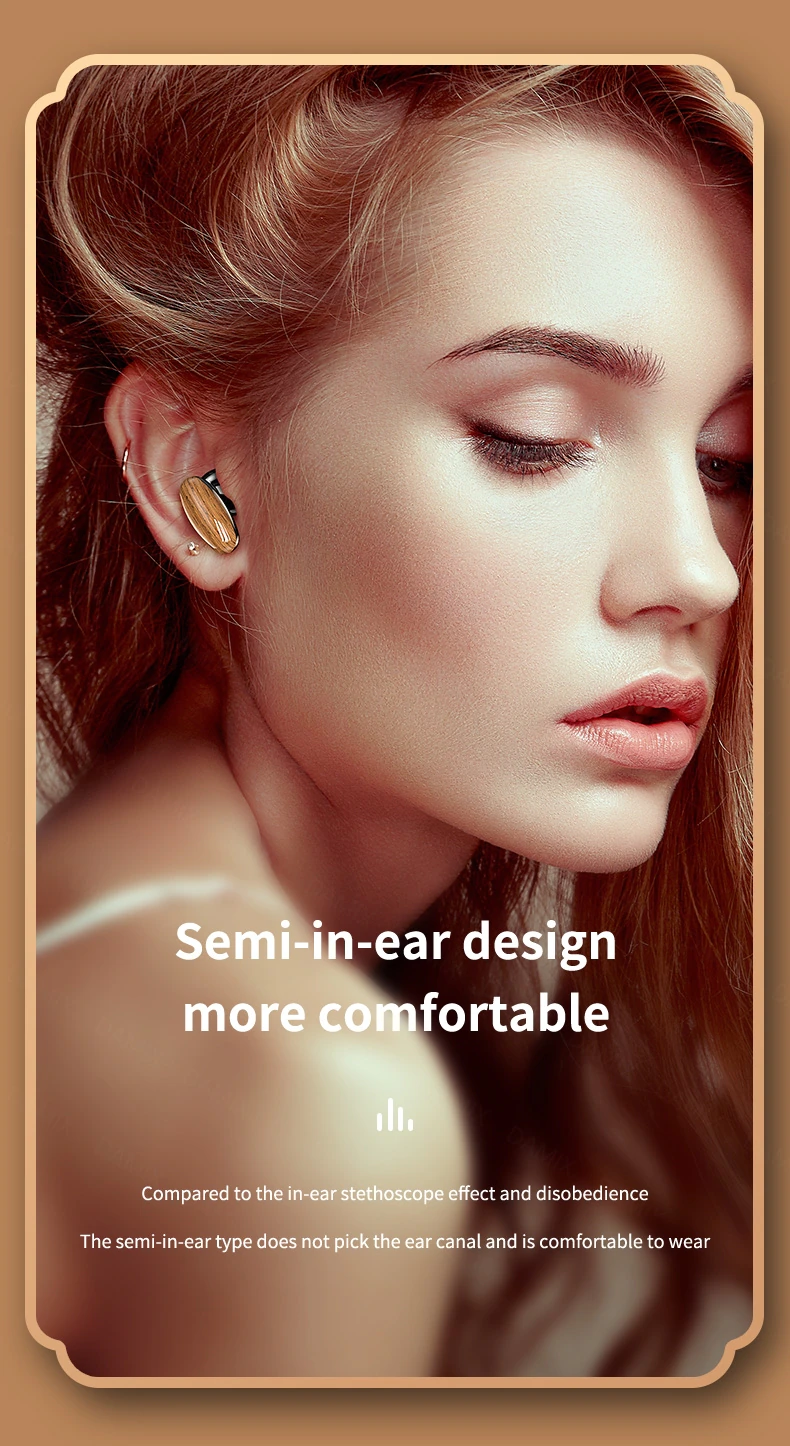 TWS M35 Bluetooth Earbuds Wood Grain Edition | LED Display | Bluetooth 5.2