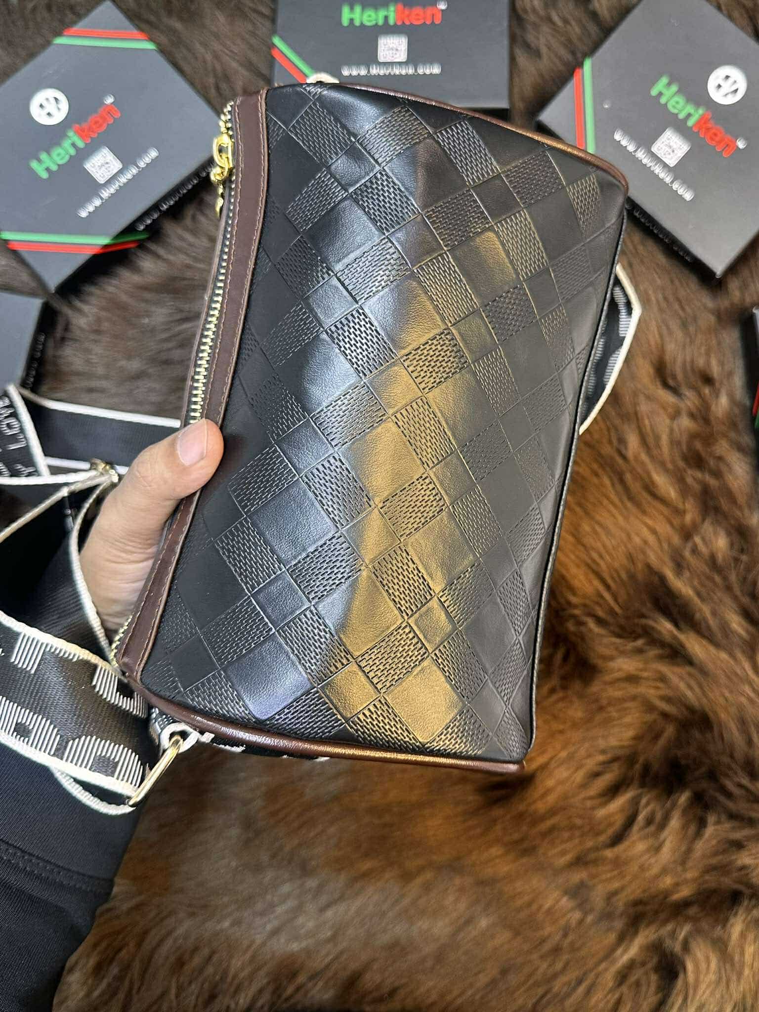 Luxe Checkered Medallion Crossbody Bag